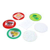 Ensemble de 6 sous-verres en acrylique transparent imprimés UV avec support de rangement ondulé, sous-verres ronds de 10 cm pour boissons et protection de table