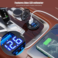 Double prise de chargeur de voiture QC3.0 Chargeur rapide 12V/24V avec interrupteur Adaptateur de prise de charge de voiture étanche pour moto