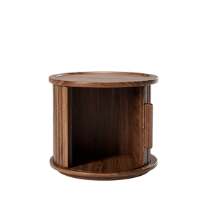 Set di 2 Tavolini da Caffè Rotondi Moderni, Tavolini Laterali Impilabili con Finitura Noce, Tavolino Contenitore per Divano e Comodino - Product Image 3