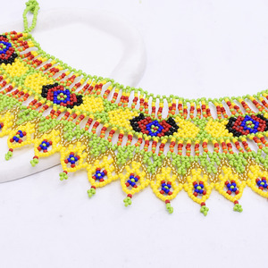 Collar de Cuentas de Arroz Amarillo con Cuentas Zulu Americanas, Collar de Clavícula Bohemio Trenzado a Mano, Gargantilla de Cuentas - Product Image 4