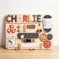 Tableau d'activités Montessori personnalisé en bois pour tout-petits, jouet sensoriel avec horloge, engrenages, lacets, fermetures éclair et loquets, cadeau pour la motricité fine