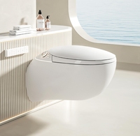 Toilette intelligente au design de forme ovale fixé au mur de luxe 2025 avec lavage féminin et chasse d'eau automatique pour la conception de salle de bain innovante moderne