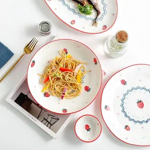 Platos de ensalada de cena profundos redondos de cerámica hechos a mano de inauguración de la casa de gran oferta para restaurante