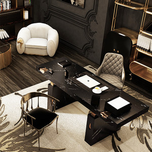 Contemporary Luxury Office Furniture Natural Black Marble Home Office <strong>Desks</strong> Computer <strong>Desks</strong> Writing <strong>Desks</strong> - Product Image 2