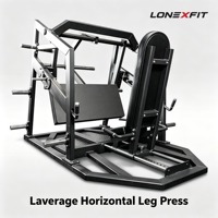 Presse à jambes horizontale à levier, capacité 250 kg, à charge par plaques, siège réglable 12 positions, pour usage commercial en salle de sport, pour fessiers et quadriceps, en acier