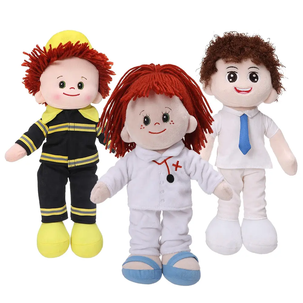 Muñeca de peluche suave con cara personalizada para bebé, muñeco de felpa suave con bordado, venta al por mayor