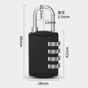 4 Digit Combination <b>Padlock</b> Black Zinc Alloy 28x42x66mm Resettable For Bags Suitcases Travel Locks - Product Image 1