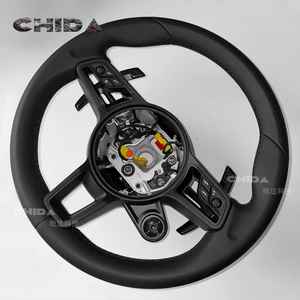 Volant en cuir de haute qualité avec bouton <span class=keywords><strong>SC</strong></span> pour <span class=keywords><strong>Porsche</strong></span>, compatible avec Panamera Cayenne Cayman Boxster 718 <span class=keywords><strong>911</strong></span> 992 - Product Image 3