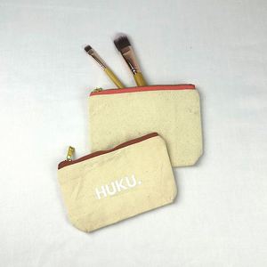 Pochette de voyage promotionnelle en coton uni, sac de rangement pour cosmétiques, pochette de maquillage personnalisée en toile naturelle 100% coton - Product Image 1
