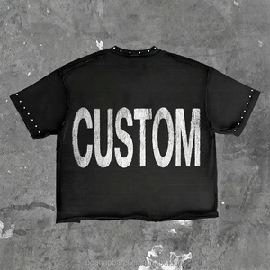<span class=keywords><strong>T</strong></span>-<span class=keywords><strong>shirt</strong></span> da <span class=keywords><strong>uomo</strong></span> personalizzata streetwear 280gsm oversize boxy cropped con strass, stampa DTG grafica vintage lavata - Product Image 2