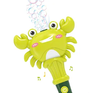 Mesin Gelembung Kepiting Elektrik dengan Musik dan Lampu, Mainan Stik Gelembung Hewan Lucu untuk Anak-anak
