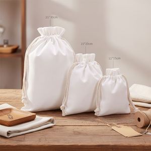 Wholesale Personalized Beige Muslin Bag Custom Small Cotton Drawstring Bag Pouch for <b>Bracelet</b> Storage Bag - Product Image 1