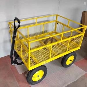 スチールガーデンカートヘビーデューティ700kgsフラットベッド折りたたみ式ユーティリティ金属ワゴン2イン1ハンドルファームヤードメッシュトロリー - Product Image 4