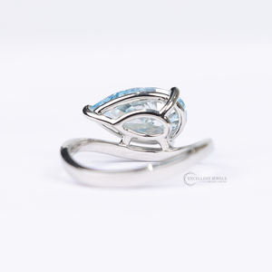 แหวนเพชรพลอยสังเคราะห์ทรงบิดเกลียวสีฟ้าเข้ม 3.02 กะรัต ไซส์ 6.5 สำหรับผู้หญิง แหวนแต่งงาน แหวนหมั้น แพลตตินัม 950 - Product Image 3