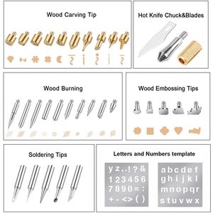 Kit de quema de madera, herramientas de pirograbado, pluma de temperatura ajustable con puntas de soldadura para tallado y grabado, precio de fábrica, 110 Uds. - Product Image 4