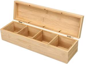 Con 4 compartimentos Sección Té natural Caja de bambú Almacenamiento Bolsa de azúcar Organizador Contenedor Regalo - Product Image 6