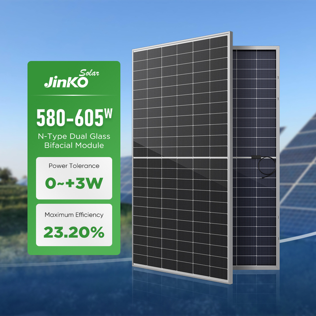 Jinko Eu Stock N Type Monocrystalline Bificial Dual Glass Solar Panels 580W 585W 590W 595W 600W 605W for Solar Energy System
