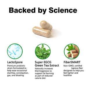 Cápsulas delgadas de PROBIO de potencia caliente con fibra prebiótica y extracto de té verde que promueven el control del peso de soporte digestivo saludable - Product Image 4