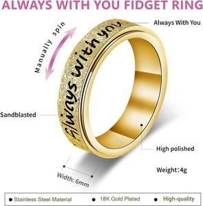 Wholesale Stainless Steel Always With You Love <strong>Promise</strong> Fidget Spinner <strong>Ring</strong> Anxiety Relief Hypoallergenic Jewelry for Women <strong>Men</strong> - Product Image 6