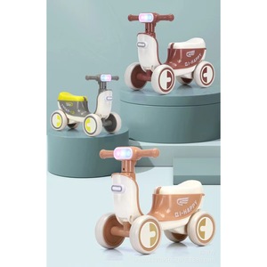 Qi Happy Kids Four Wheel Balance Bike 12 Inch With Lights And Music For 1-3 Years Old Toddler Gliding Walker - Product Image 1