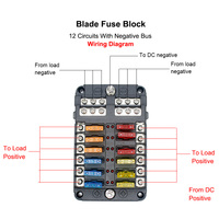 12 voies ATO/ATC lame fusible bloc voiture barre négative porte-fusible composants de fusible automobile