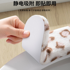 Coussin de siège de toilette doublé polaire, imprimé léopard, en peluche épaisse, chaud, pour l'hiver, universel, lavable - Product Image 2