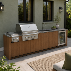 Mueble de Cocina Exterior Personalizado para Patio, Acero Inoxidable 304 con Parrilla, Fregadero y Refrigerador de 68L, Cocina Exterior para Patio - Product Image 1