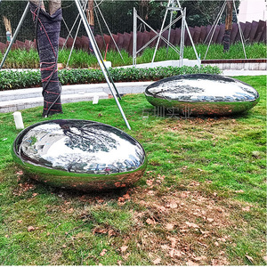 Stainless Steel Egg <b>Bench</b> Outdoor Modern Mirror Finish Park Patio Furniture Contemporary Design Durable <b>Metal</b> Seat - Product Image 2