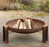 Bac à feu et bol à eau double usage en acier Corten de 2 mm et 3 mm d'épaisseur, finition rouille, pour décoration extérieure de jardin et patio