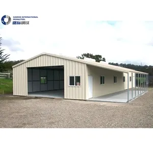 Estructura de almacén de cobertizo de acero prefabricado, diseño de gallinero, edificio de garaje prefabricado, garaje y almacenamiento