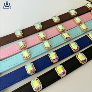 Collier pour animaux de compagnie en strass, cuir de luxe, couleur unie, pour grands chiens, toutes saisons - Product Image 2