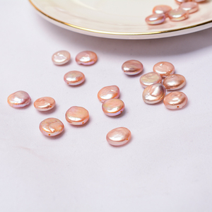 Vendita calda 11-14mm perline di perle di monete bianche irregolari gioielli barocche con bottone perle naturali di acqua dolce di colore rosa - Product Image 4