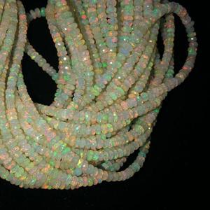 3mm 5mm Naturel Ethiopien Welo Opal Stone Faceted Rondelle Gemstone Beads Strand Strand Semi Precious for Jewelry Making Bulk - Product Image 1
