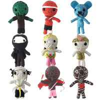 Porte-clés en peluche voodoo miniature personnalisé fait main, pas cher, en gros, cadeaux promotionnels pour festivals