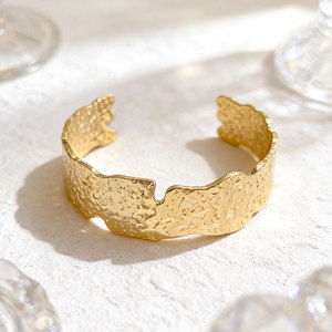 Irregular Water Wave Open Metal Bangle European American Popular Unique Street Style Trendy Women Fashion Bracelet - Product Image 6