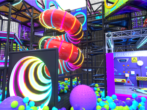 Aoleao Cyber Neon สนามเด็กเล่นในอาคารพาณิชย์พร้อมไฟ LED ไซเบอร์สไลด์ไซเบอร์และหลุมลูกบอลพราว - Product Image 5