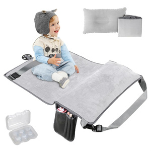 Cama de viaje portátil para niños pequeños, extensor de asiento de avión para niños, asiento de viaje, reposapiés inflable para avión - Product Image 1