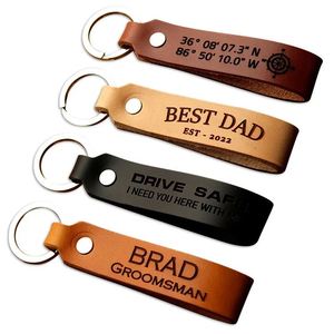 Wholesale Designer PU Leather Bottle Opener Keychain Holder Compact Car <b>Keyring</b> Accessory with Letterpress Printing - Product Image 2