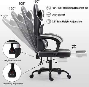 Silla <span class=keywords><strong>de</strong></span> <span class=keywords><strong>escritorio</strong></span> con artículo antiguo barato 2025, ajuste <span class=keywords><strong>de</strong></span> altura ajustable, silla versátil para Juegos <span class=keywords><strong>de</strong></span> oficina con reposapiés retráctil blanco - Product Image 4