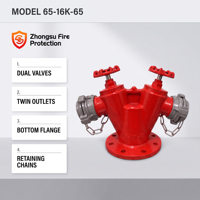 Manifold Selang Pemadam Kebakaran Dua Outlet Dengan Dua Katup Kontrol Handwheel Pasokan Langsung Pabrik Perlindungan Kebakaran Konstruksi Suplai Air