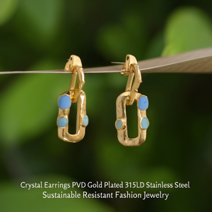 Pendientes de Cristal con Baño de Oro PVD, Acero Inoxidable 316L, Joyería de Moda Sostenible y Resistente - Product Image 3