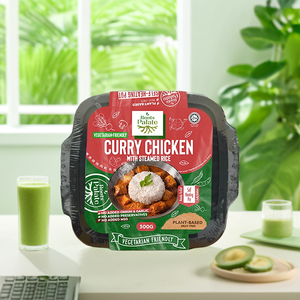 Roots Palate Curry au poulet avec riz cuit à la vapeur 300G, pot auto-chauffant à base de plantes, adapté aux végétariens - Product Image 2