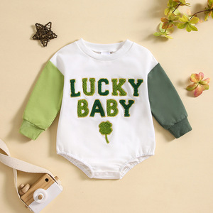 Tutina in ciniglia con quadrifoglio portafortuna per neonati e bambini, per il Giorno di San Patrizio 2026 - Product Image 4