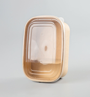 Contenants alimentaires rectangulaires jetables en papier kraft à paroi simple avec couvercles, recyclables, micro-ondables, écologiques, pour soupes et salades à emporter