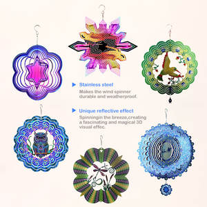 3D animate testa di cane sublimazione filatore del vento vuoto appeso in acciaio inossidabile magico in metallo vento filatore giardino mulino a vento per la decorazione - Product Image 3