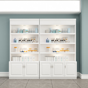White Cosmetic <b>Display</b> Rack Floor Standing Retail Shelving Cabinet Beauty Store Merchandising <b>Unit</b> - Product Image 2
