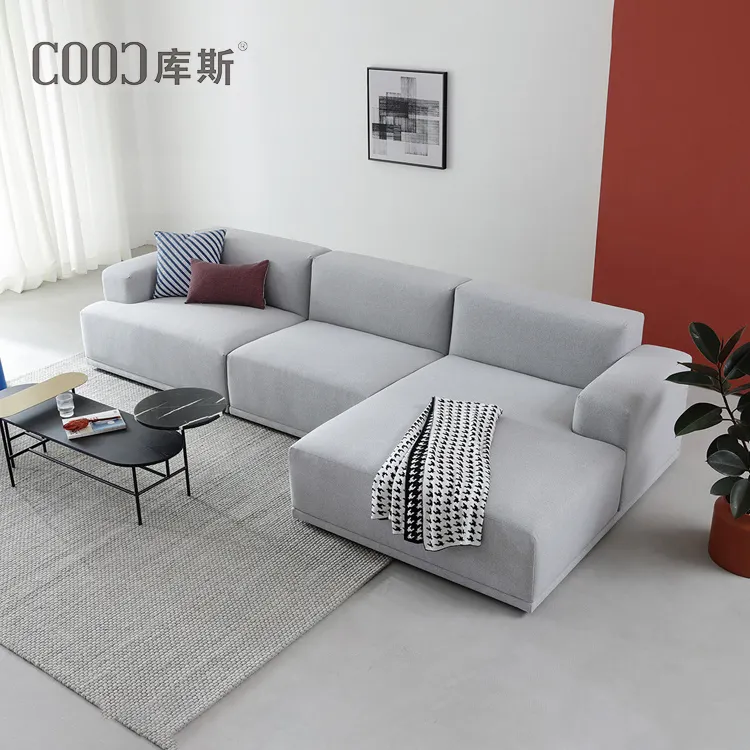 Sofá nórdico moderno, conjunto de sofá de linho e tecido modular em forma de l para sala de estar