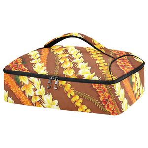 Bolsa Térmica Personalizada con Estampado Hawaiano de Puakenikeni, Porta Alimentos Aislado de 15L, Bolsa de Aluminio para Comida, Bolsa de Almuerzo, Entrega de Alimentos - Product Image 1