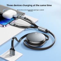 Câble de données rétractable Micro USB et Type-C, un vers trois, charge rapide 100W, boîte de haute qualité pour iPhone 1m