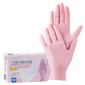 2023 Best Seller Manufacturers Tattoo Clean Make Up Powder Free 100% Nitrile Glove Nail Art Manicure Beauty Salon Pink Gloves